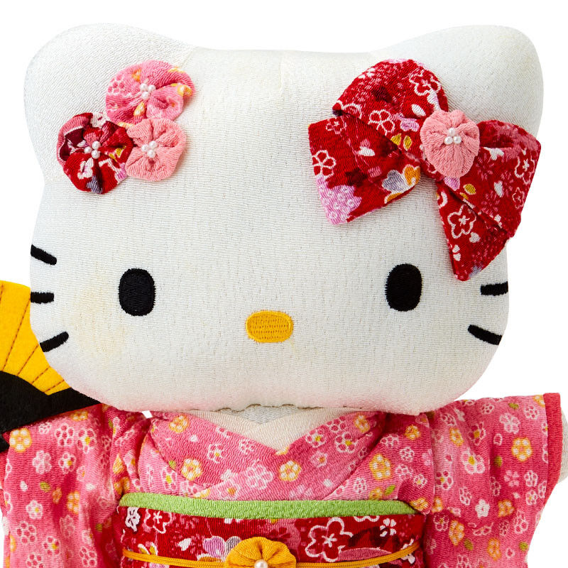 Hello Kitty Pink Ver. Sanrio Chirimen Nihon Ningyou - 27 cm